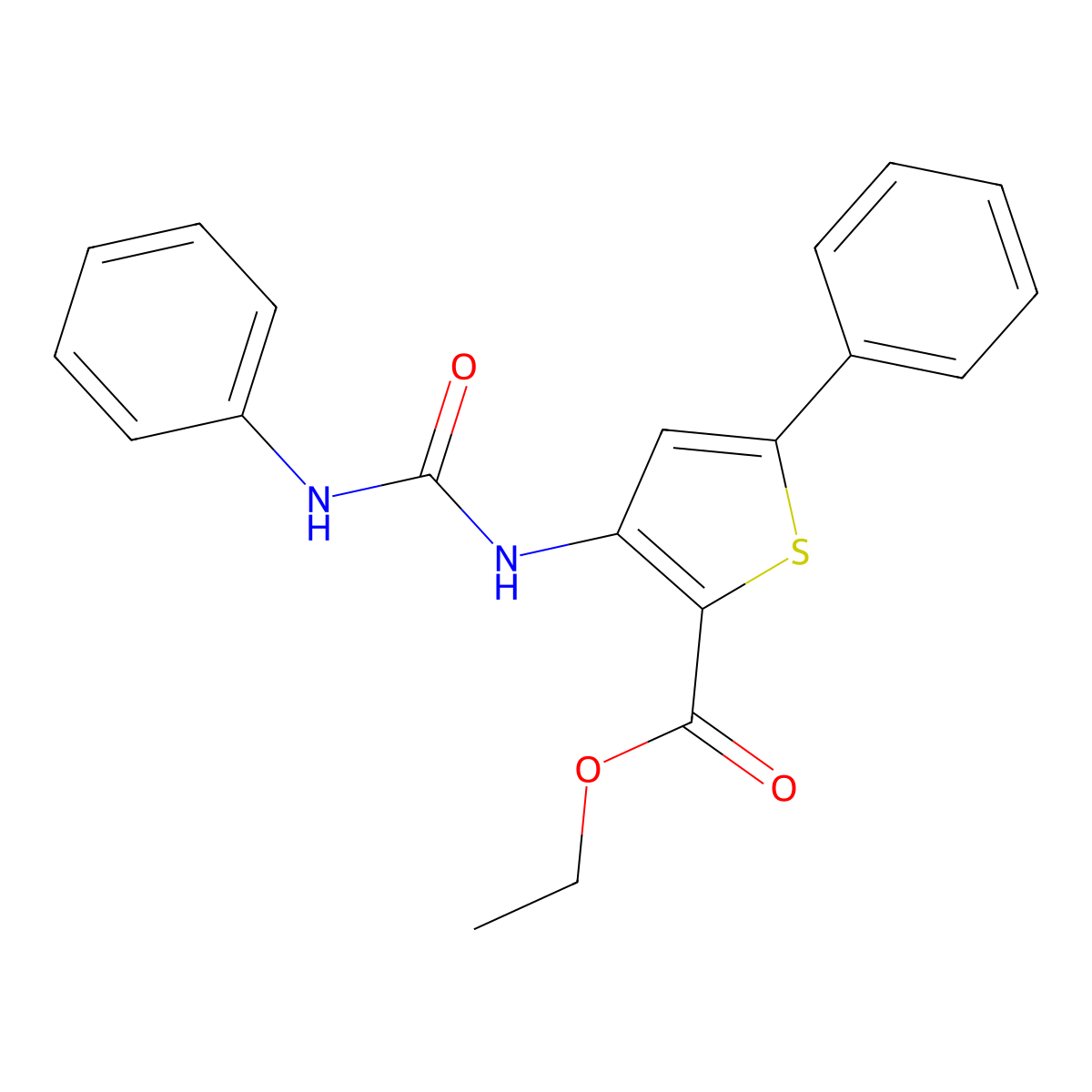 Ethyl 5-phenyl-3-(phenylcarbamoylamino)thiophene-2-carboxylate molecular structure, CAS 391867-59-7