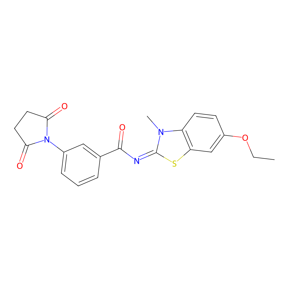 (Z)-3-(2,5-dioxopyrrolidin-1-yl)-N-(6-ethoxy-3-methylbenzo[d]thiazol-2(3H)-ylidene)benzamide molecular structure, CAS 391867-69-9