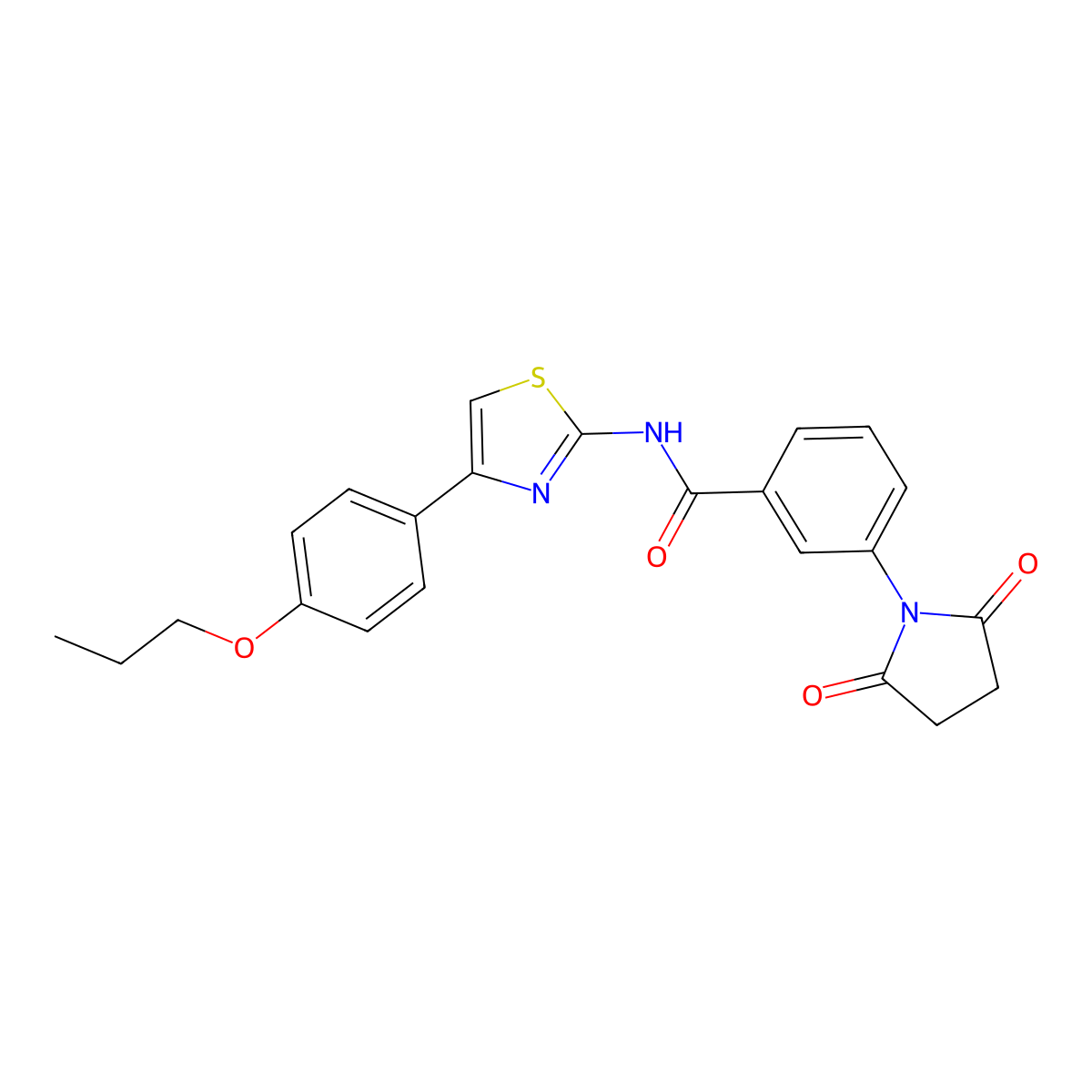 3-(2,5-dioxopyrrolidin-1-yl)-N-[4-(4-propoxyphenyl)-1,3-thiazol-2-yl]benzamide molecular structure, CAS 391867-70-2