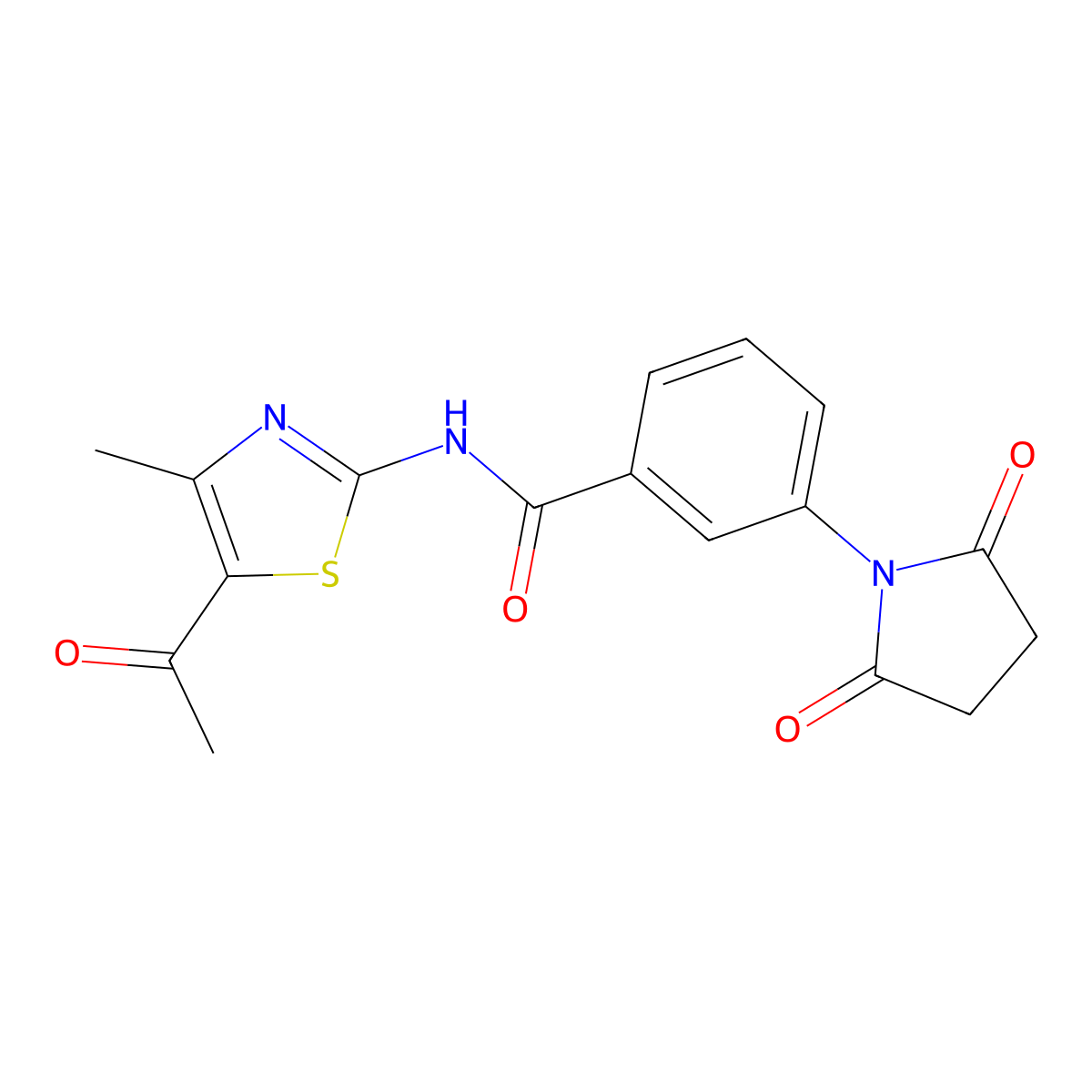 N-(5-acetyl-4-methyl-1,3-thiazol-2-yl)-3-(2,5-dioxopyrrolidin-1-yl)benzamide molecular structure, CAS 391867-72-4