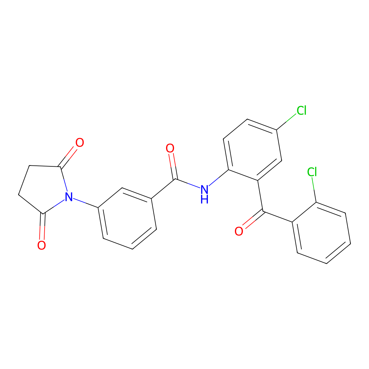 N-[4-chloro-2-(2-chlorobenzoyl)phenyl]-3-(2,5-dioxopyrrolidin-1-yl)benzamide molecular structure, CAS 391867-76-8