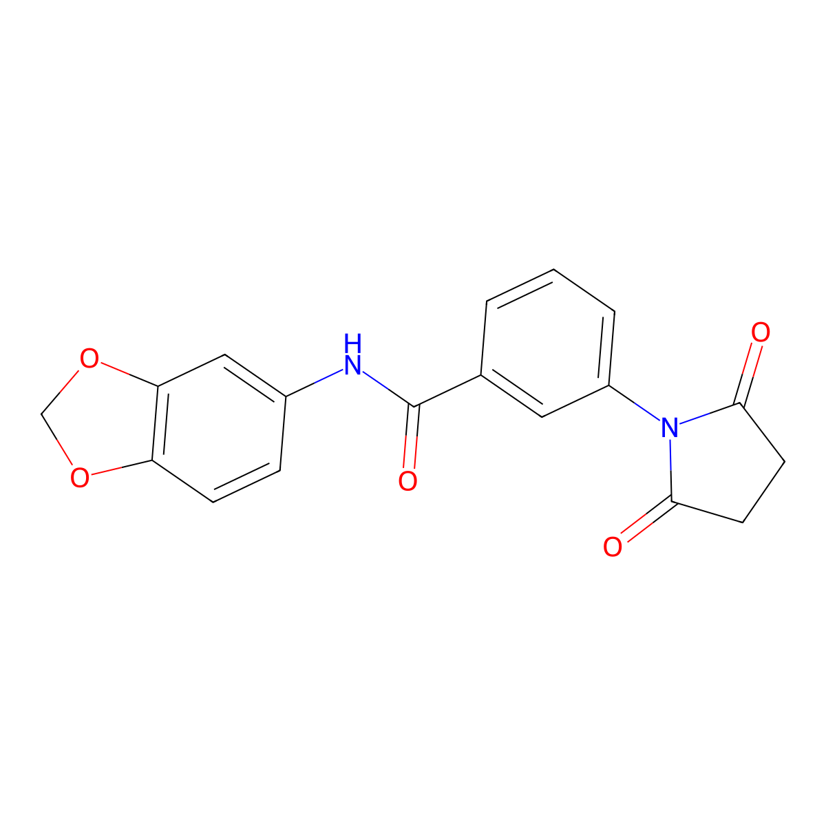 N-(1,3-benzodioxol-5-yl)-3-(2,5-dioxopyrrolidin-1-yl)benzamide molecular structure, CAS 391867-81-5