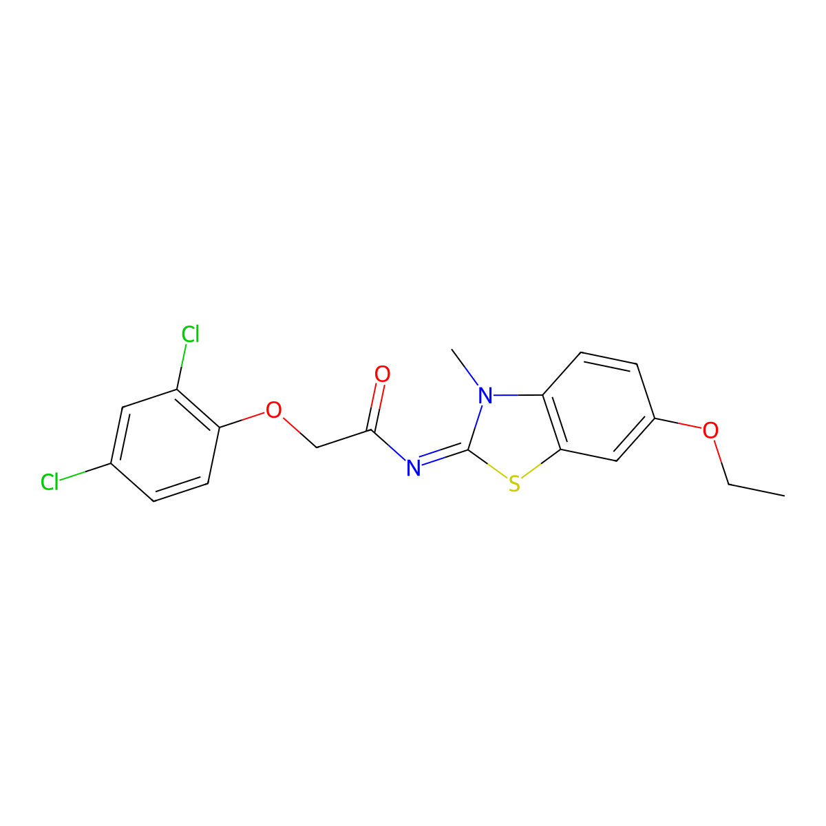 2-(2,4-dichlorophenoxy)-N-(6-ethoxy-3-methyl-1,3-benzothiazol-2-ylidene)acetamide molecular structure, CAS 391867-87-1