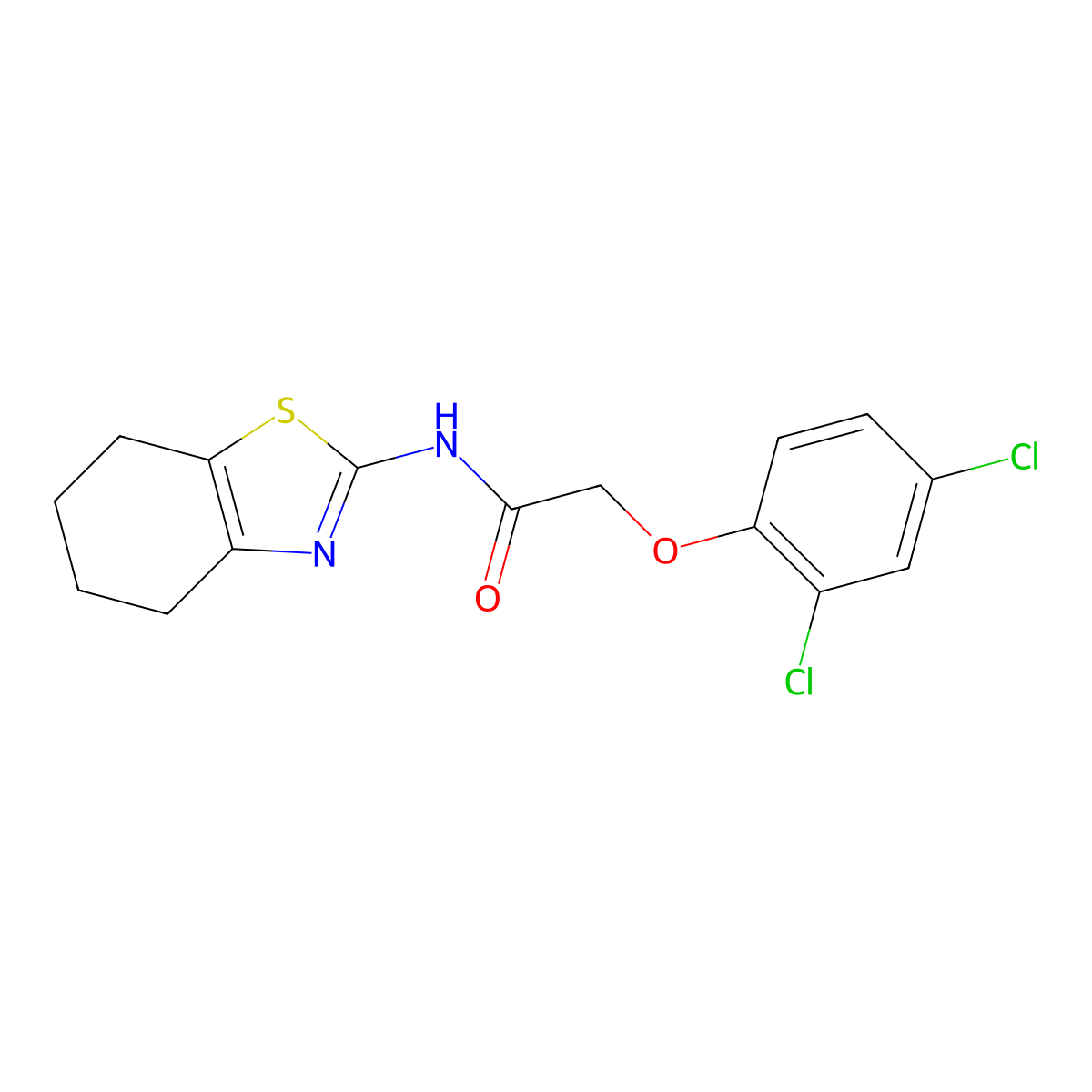 2-(2,4-dichlorophenoxy)-N-(4,5,6,7-tetrahydro-1,3-benzothiazol-2-yl)acetamide molecular structure, CAS 391867-88-2