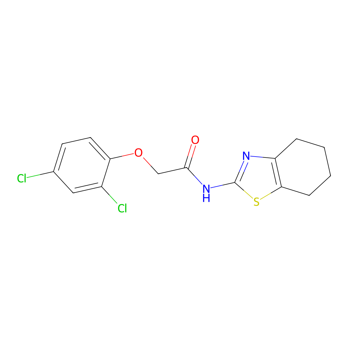 2-(2,4-dichlorophenoxy)-N-(4,5,6,7-tetrahydro-1,3-benzothiazol-2-yl)acetamide molecular structure, CAS 391867-88-2