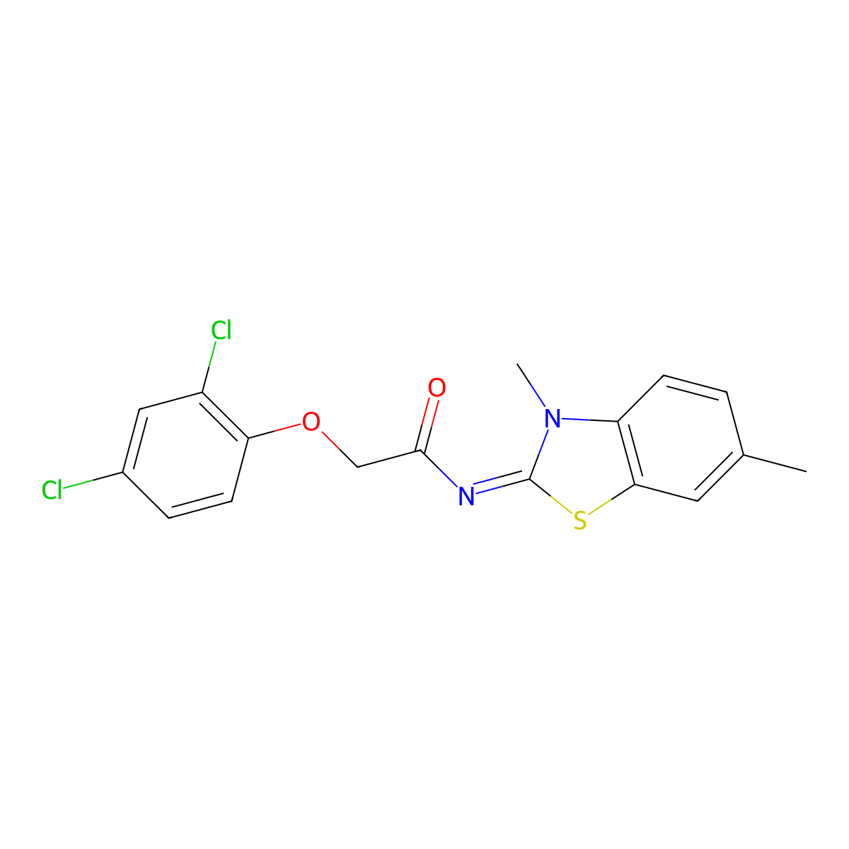 (E)-2-(2,4-dichlorophenoxy)-N-(3,6-dimethylbenzo[d]thiazol-2(3H)-ylidene)acetamide molecular structure, CAS 391867-91-7
