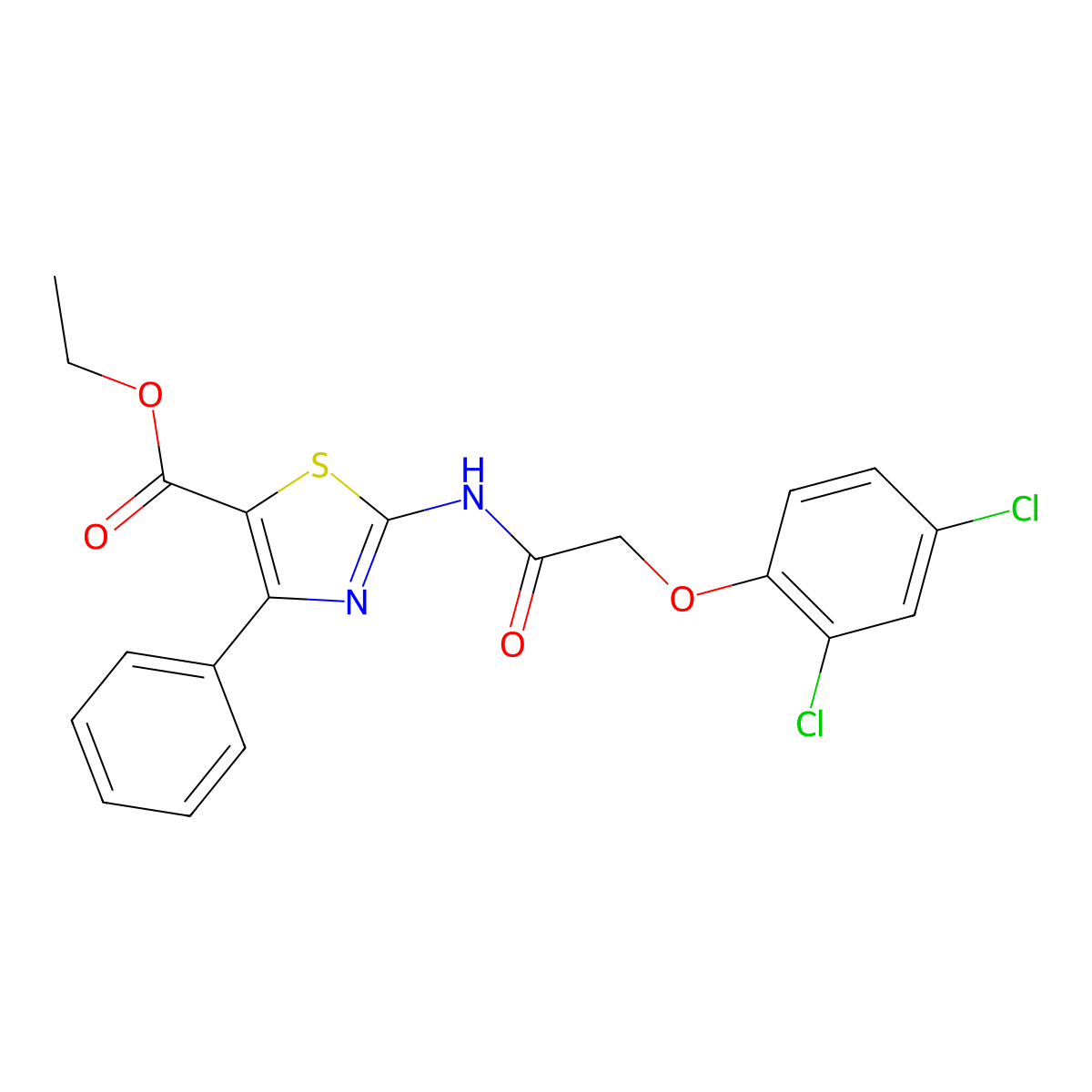 Ethyl 2-(2-(2,4-dichlorophenoxy)acetamido)-4-phenylthiazole-5-carboxylate molecular structure, CAS 391867-92-8