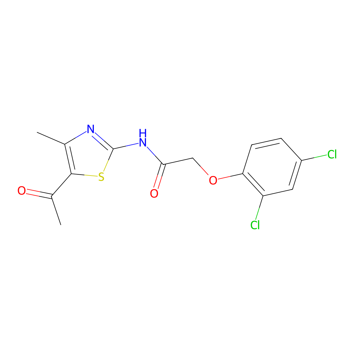 N-(5-acetyl-4-methyl-1,3-thiazol-2-yl)-2-(2,4-dichlorophenoxy)acetamide molecular structure, CAS 391867-93-9