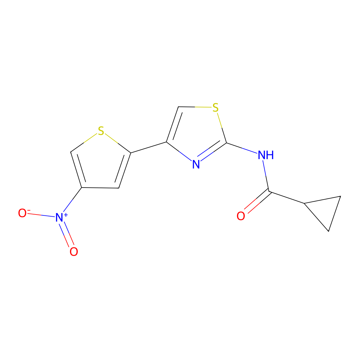N-[4-(4-nitrothiophen-2-yl)-1,3-thiazol-2-yl]cyclopropanecarboxamide molecular structure, CAS 391867-96-2