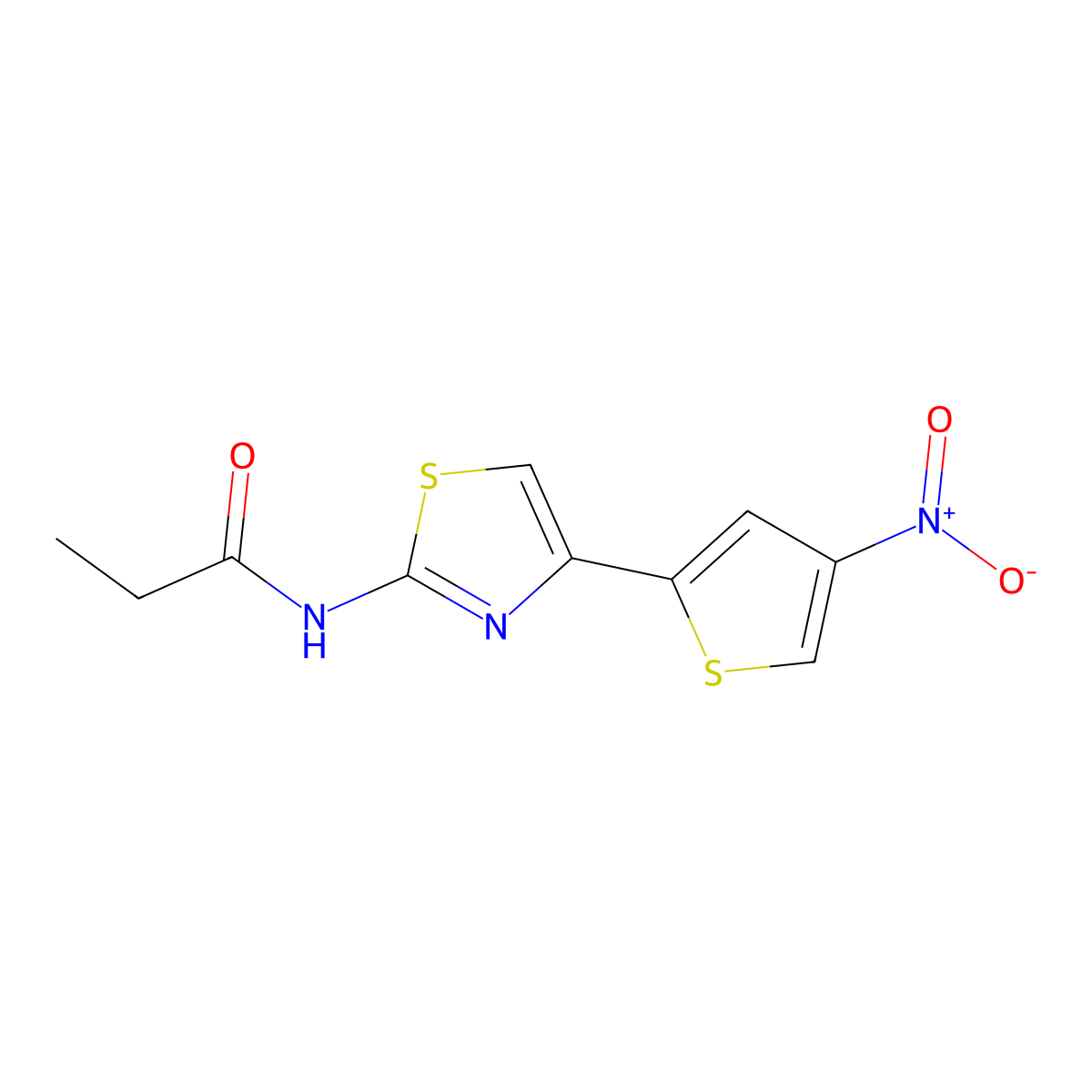 N-[4-(4-nitrothiophen-2-yl)-1,3-thiazol-2-yl]propanamide molecular structure, CAS 391867-97-3