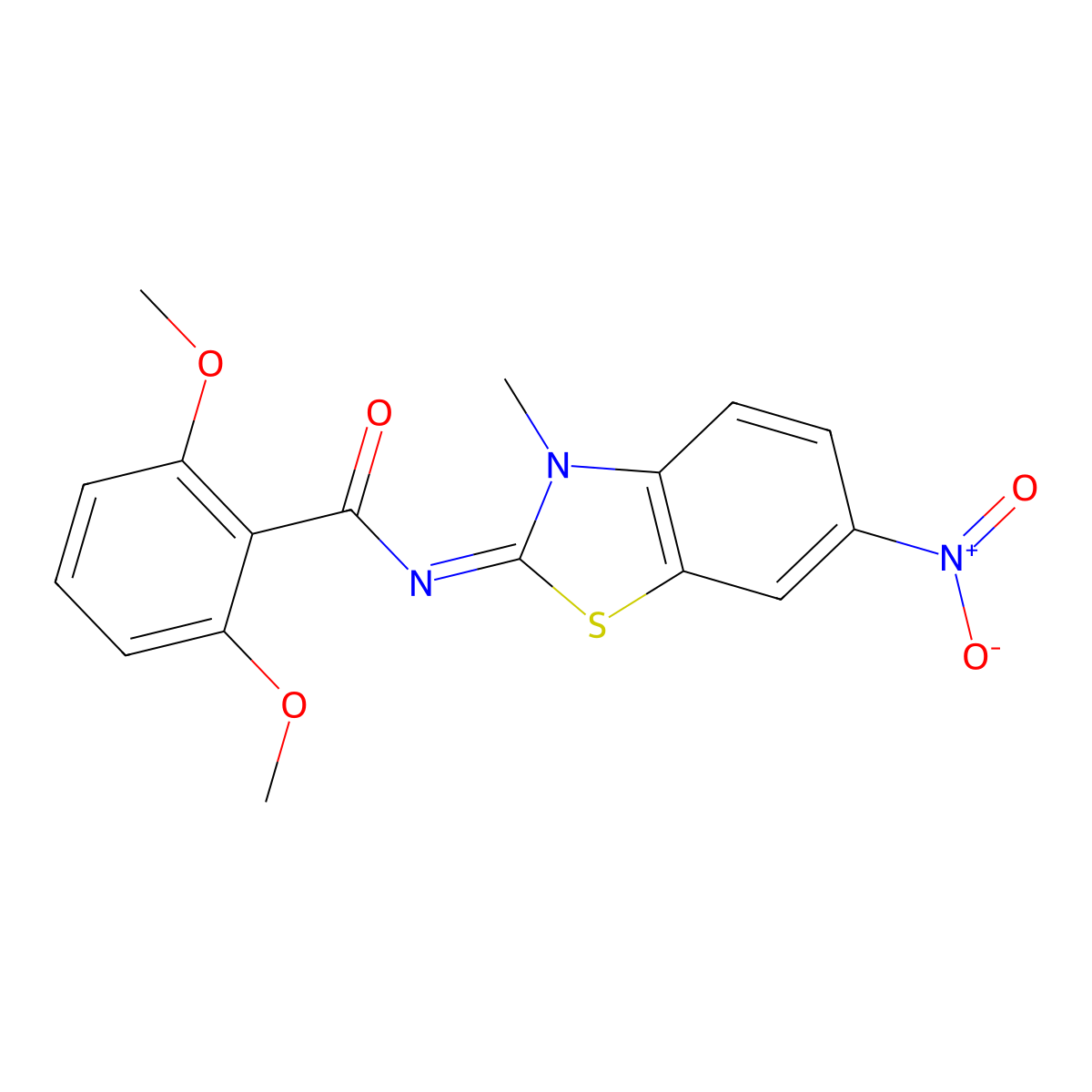 (Z)-2,6-dimethoxy-N-(3-methyl-6-nitrobenzo[d]thiazol-2(3H)-ylidene)benzamide molecular structure, CAS 391868-06-7