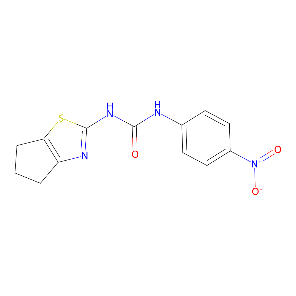 1-(5,6-dihydro-4H-cyclopenta[d]thiazol-2-yl)-3-(4-nitrophenyl)urea molecular structure, CAS 391868-07-8