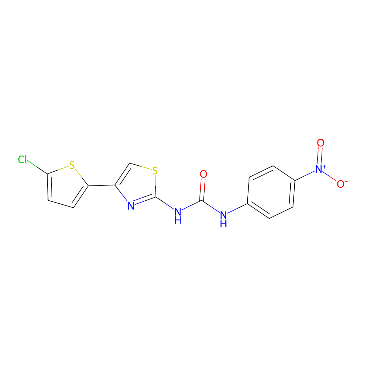 1-(4-(5-Chlorothiophen-2-yl)thiazol-2-yl)-3-(4-nitrophenyl)urea molecular structure, CAS 391868-08-9
