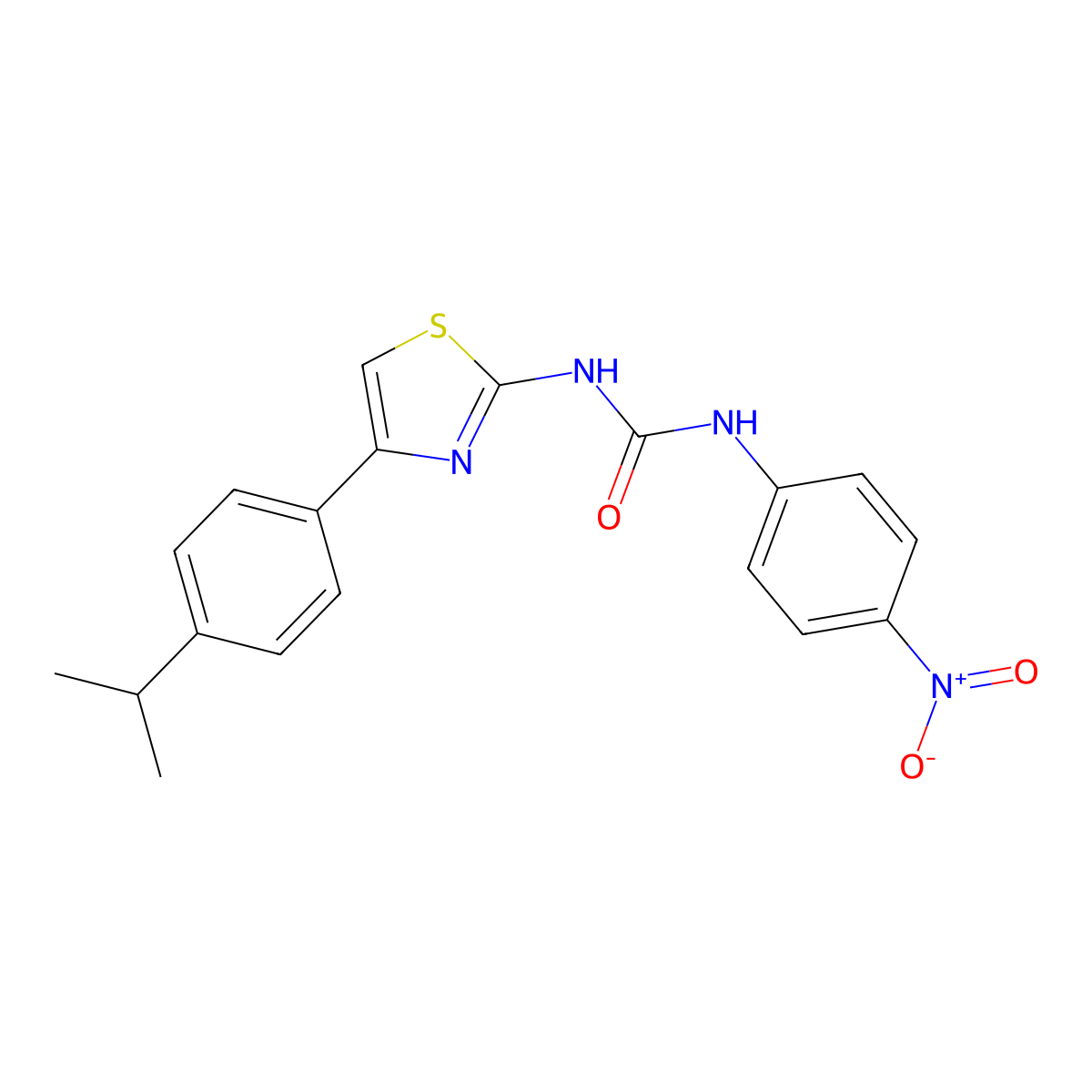 1-(4-(4-Isopropylphenyl)thiazol-2-yl)-3-(4-nitrophenyl)urea molecular structure, CAS 391868-09-0