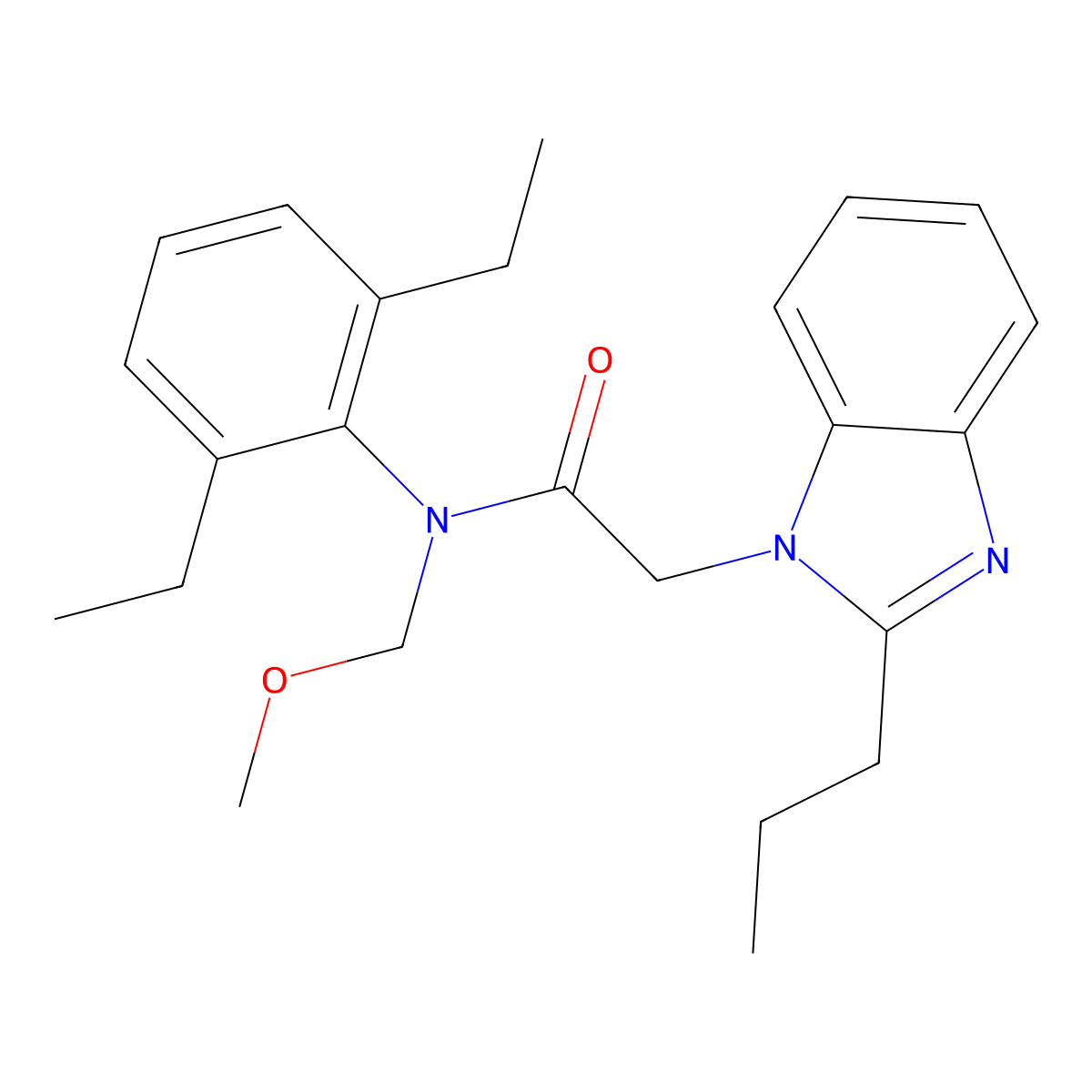 N-(2,6-diethylphenyl)-N-(methoxymethyl)-2-(2-propylbenzimidazolyl)acetamide molecular structure, CAS 391868-55-6