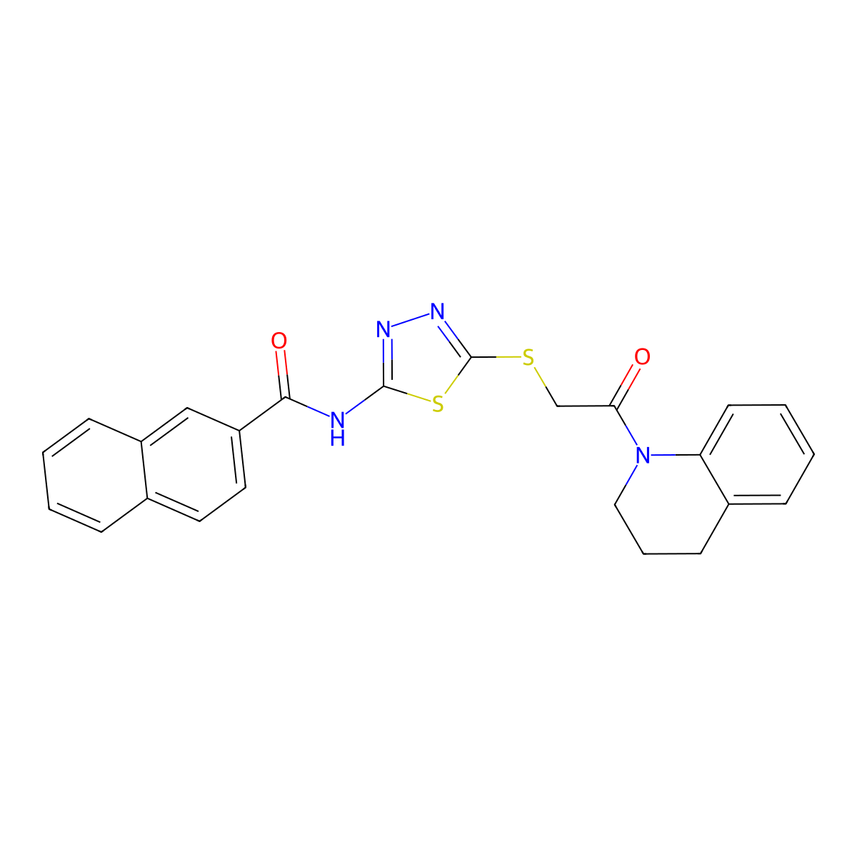 N-(5-((2-(3,4-dihydroquinolin-1(2H)-yl)-2-oxoethyl)thio)-1,3,4-thiadiazol-2-yl)-2-naphthamide molecular structure, CAS 391868-98-7