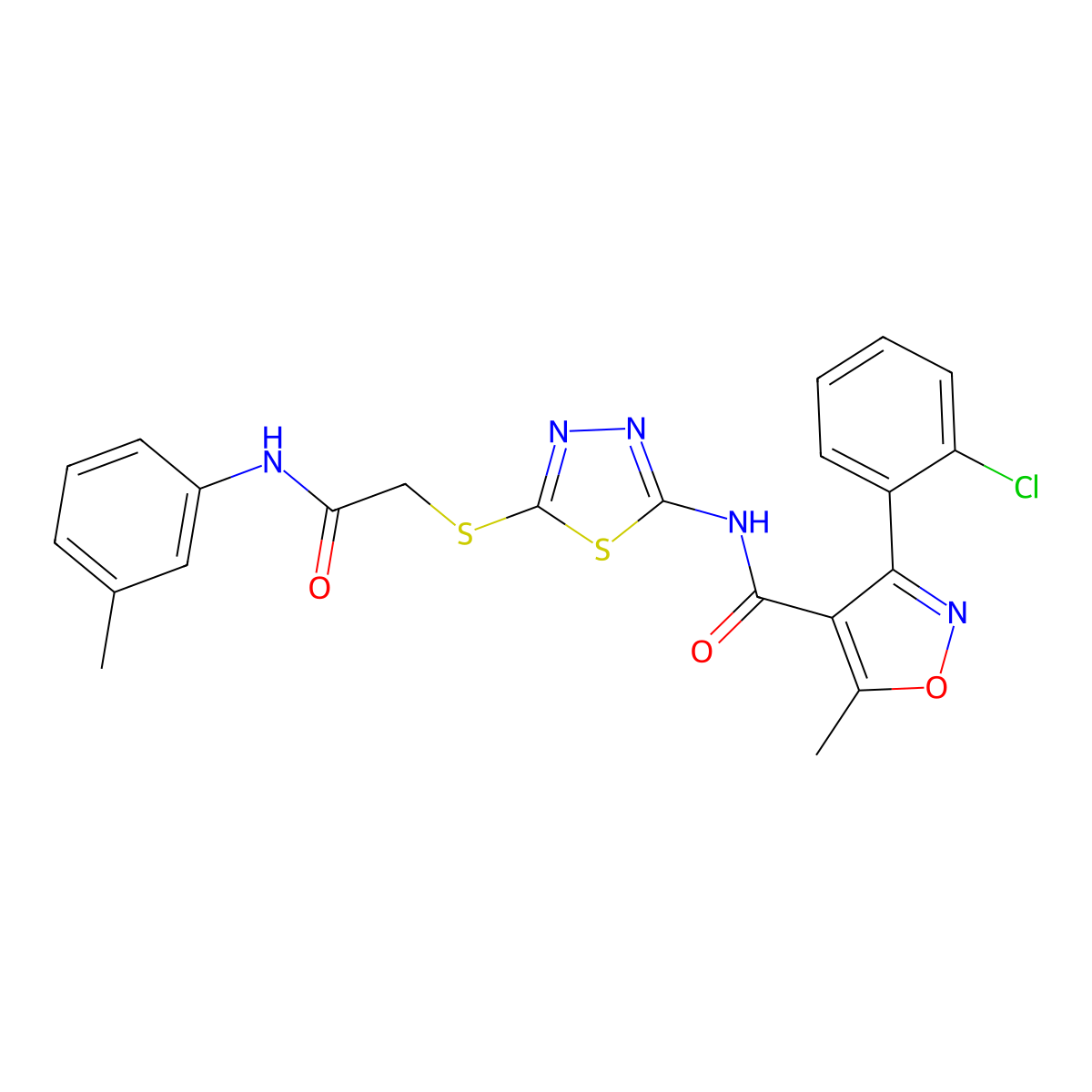 3-(2-chlorophenyl)-5-methyl-N-(5-((2-oxo-2-(m-tolylamino)ethyl)thio)-1,3,4-thiadiazol-2-yl)isoxazole-4-carboxamide molecular structure, CAS 391869-07-1