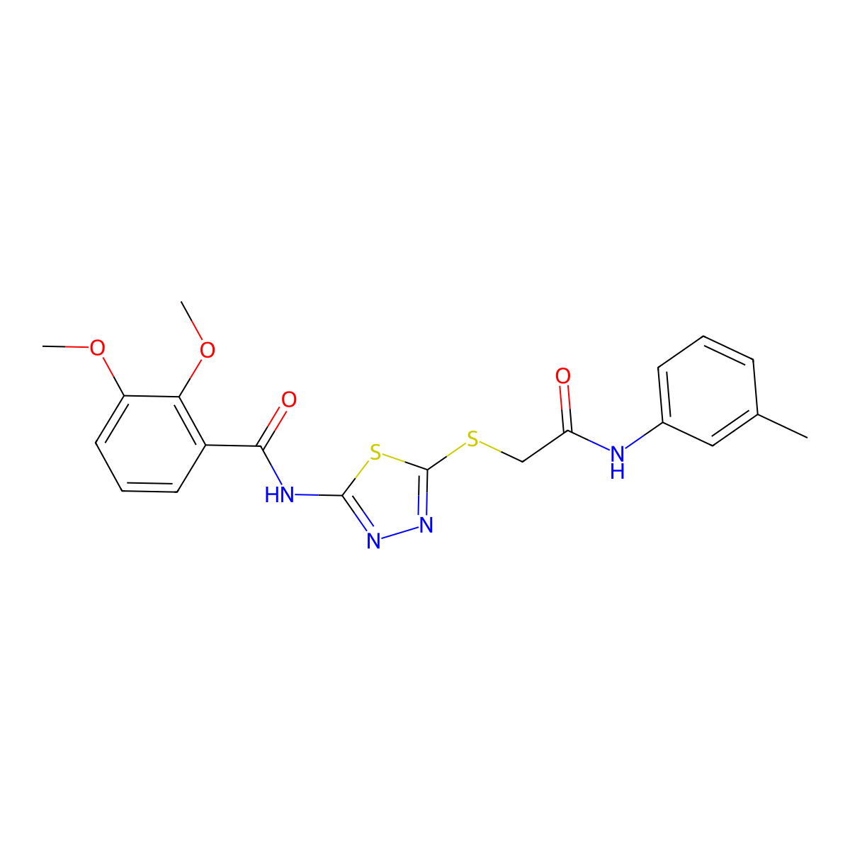 2,3-dimethoxy-N-(5-((2-oxo-2-(m-tolylamino)ethyl)thio)-1,3,4-thiadiazol-2-yl)benzamide molecular structure, CAS 391869-09-3