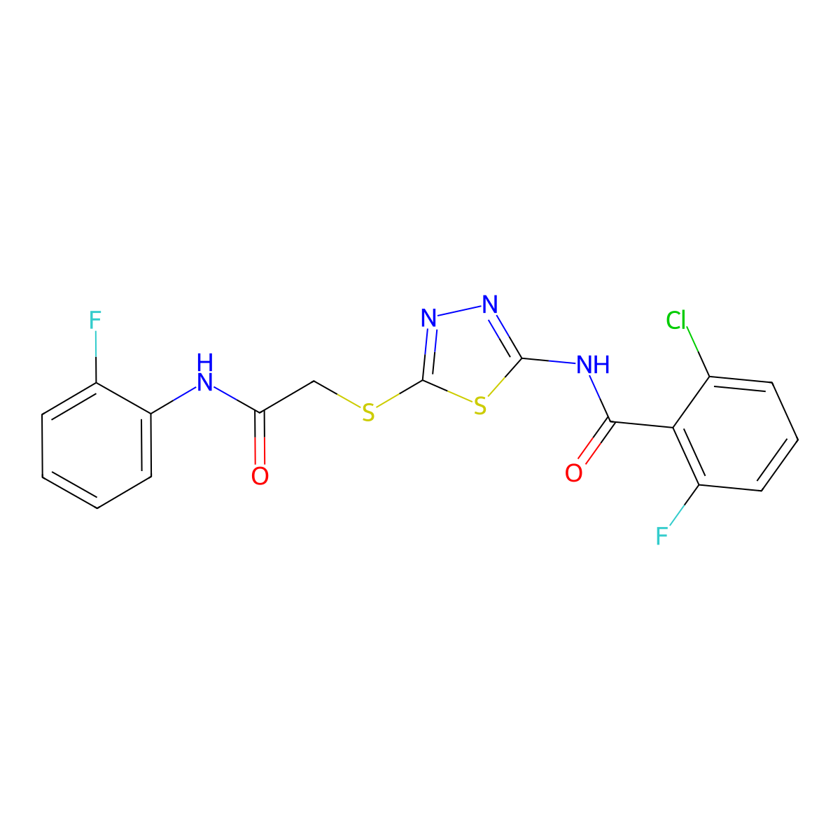 2-chloro-6-fluoro-N-[5-({[(2-fluorophenyl)carbamoyl]methyl}sulfanyl)-1,3,4-thiadiazol-2-yl]benzamide molecular structure, CAS 391869-25-3