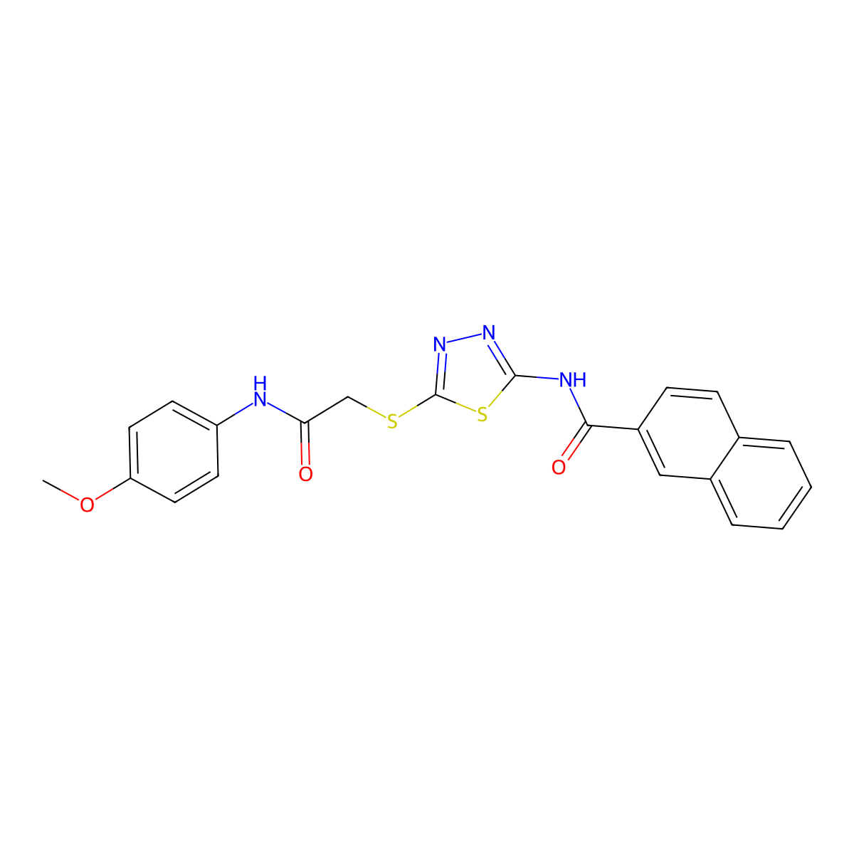 N-[5-[2-(4-methoxyanilino)-2-oxoethyl]sulfanyl-1,3,4-thiadiazol-2-yl]naphthalene-2-carboxamide molecular structure, CAS 391869-49-1