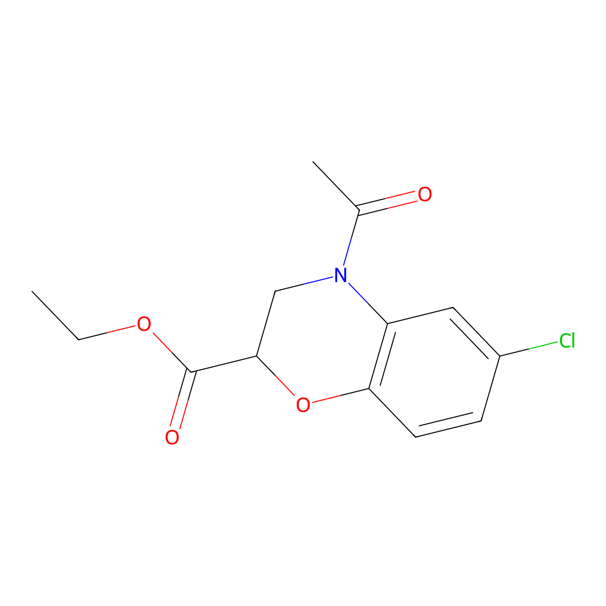 Ethyl 4-acetyl-6-chloro-3,4-dihydro-2H-1,4-benzoxazine-2-carboxylate molecular structure, CAS 391873-67-9