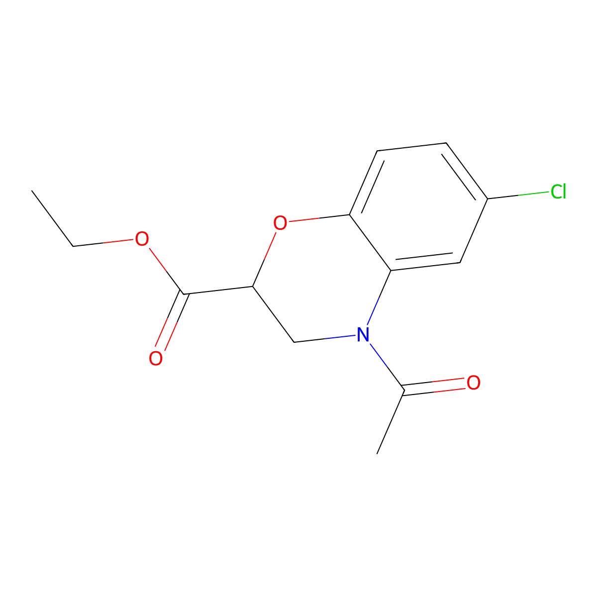 Ethyl 4-acetyl-6-chloro-3,4-dihydro-2H-1,4-benzoxazine-2-carboxylate molecular structure, CAS 391873-67-9