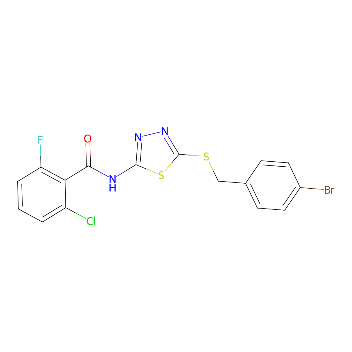 N-(5-((4-bromobenzyl)thio)-1,3,4-thiadiazol-2-yl)-2-chloro-6-fluorobenzamide molecular structure, CAS 391874-61-6