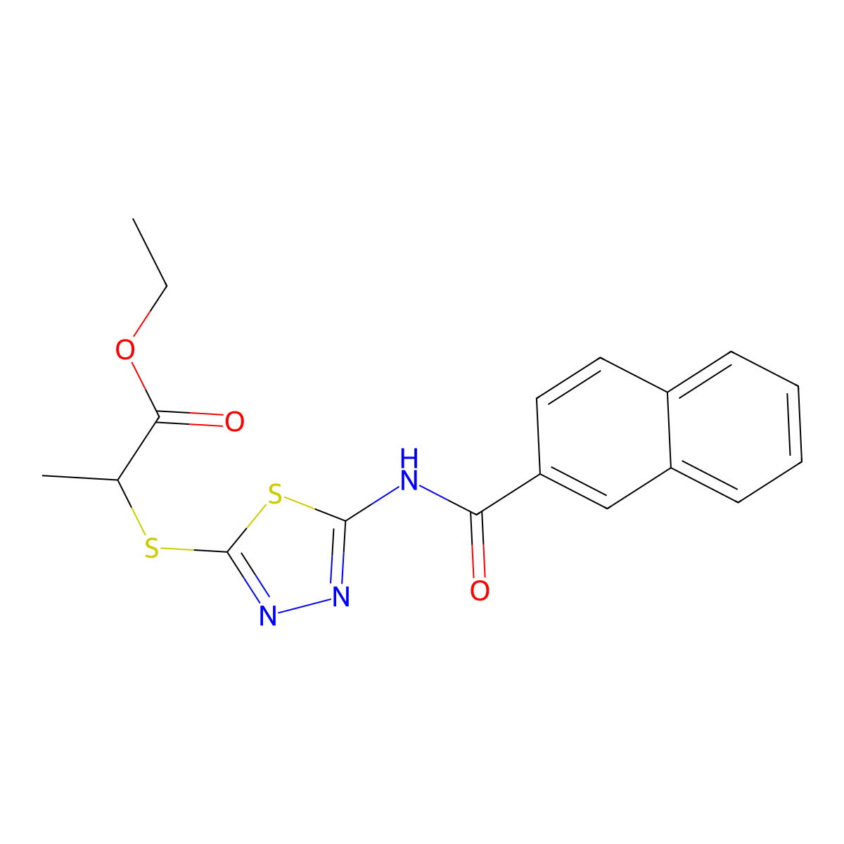 Ethyl 2-[[5-(naphthalene-2-carbonylamino)-1,3,4-thiadiazol-2-yl]sulfanyl]propanoate molecular structure, CAS 391874-93-4