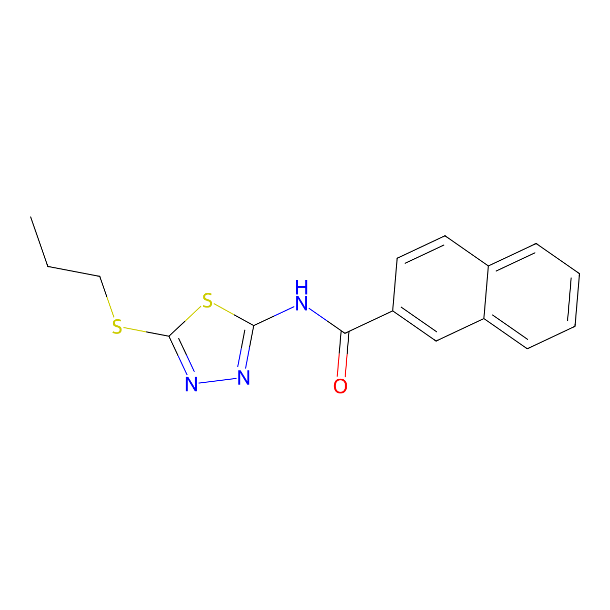 N-(5-(propylthio)-1,3,4-thiadiazol-2-yl)-2-naphthamide molecular structure, CAS 391875-21-1