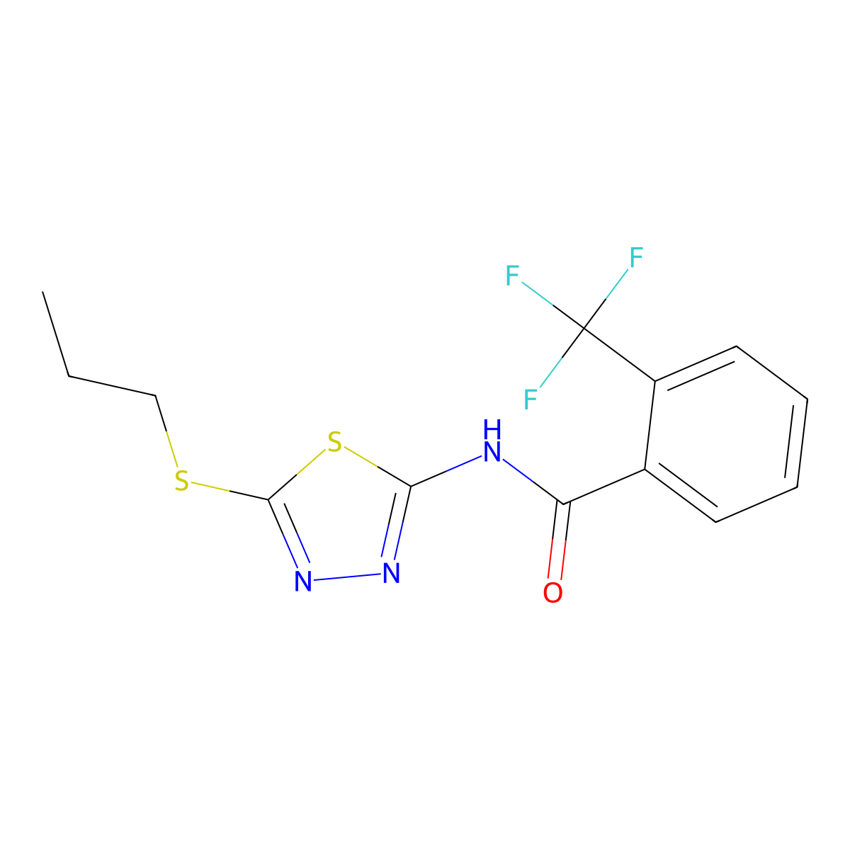 N-(5-(propylthio)-1,3,4-thiadiazol-2-yl)-2-(trifluoromethyl)benzamide molecular structure, CAS 391875-28-8