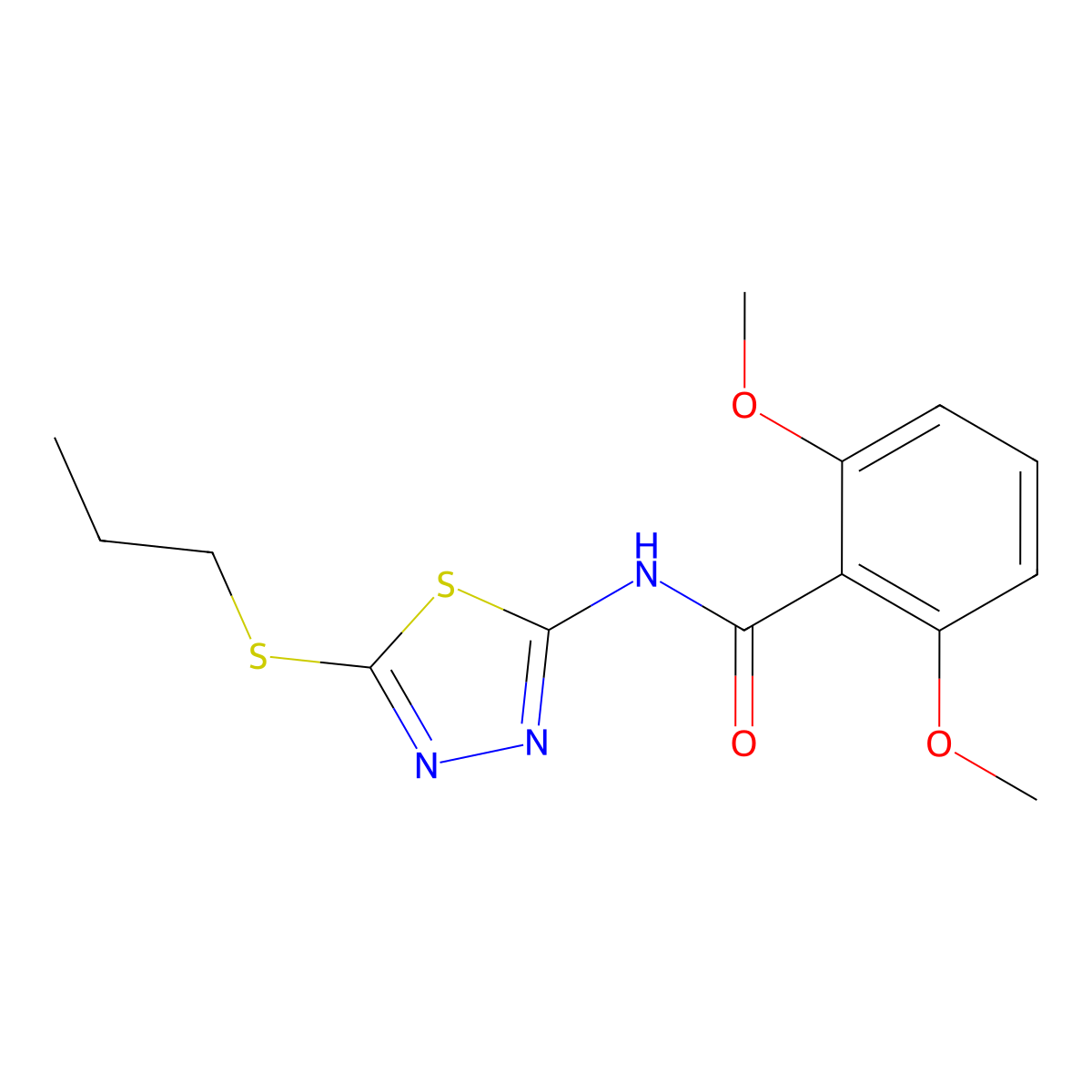 2,6-dimethoxy-N-(5-propylsulfanyl-1,3,4-thiadiazol-2-yl)benzamide molecular structure, CAS 391875-31-3