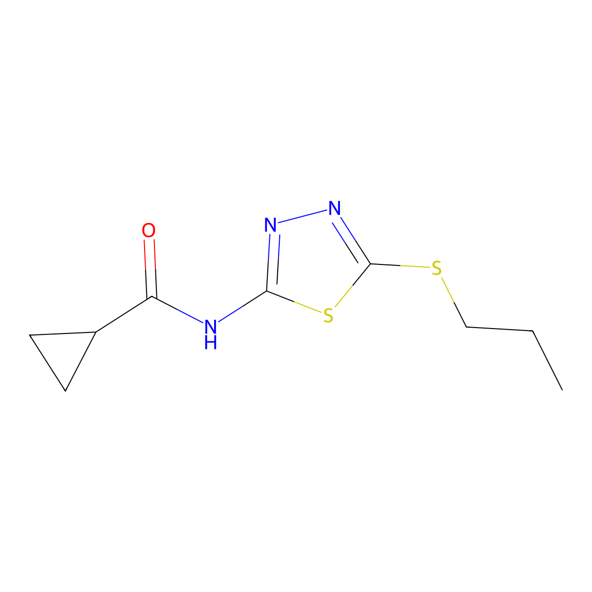 N-(5-(propylthio)-1,3,4-thiadiazol-2-yl)cyclopropanecarboxamide molecular structure, CAS 391875-36-8