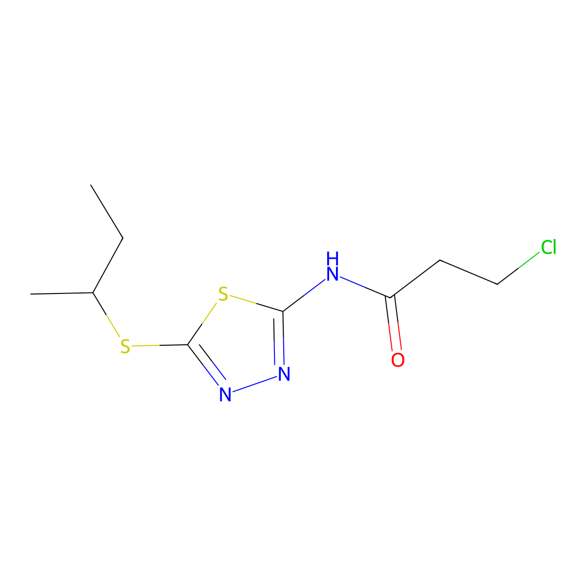 N-(5-(sec-butylthio)-1,3,4-thiadiazol-2-yl)-3-chloropropanamide molecular structure, CAS 391875-51-7