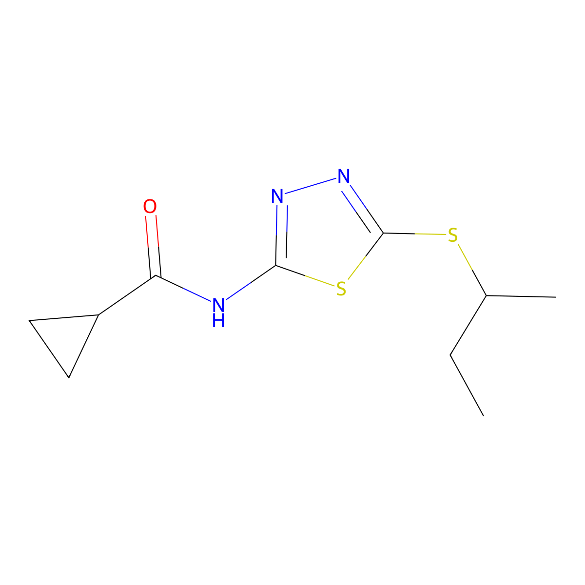 N-(5-(sec-butylthio)-1,3,4-thiadiazol-2-yl)cyclopropanecarboxamide molecular structure, CAS 391875-54-0