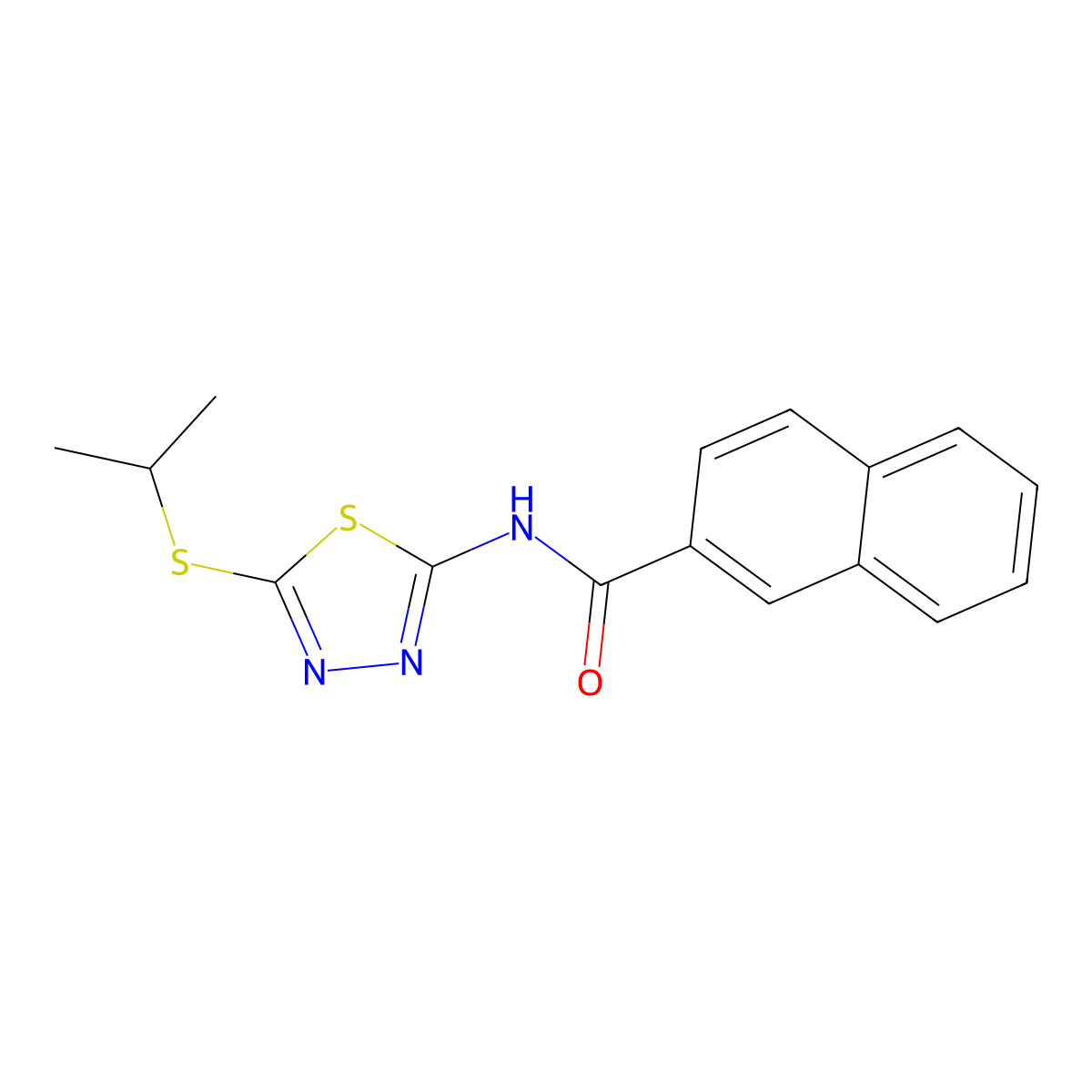 N-(5-(isopropylthio)-1,3,4-thiadiazol-2-yl)-2-naphthamide molecular structure, CAS 391875-58-4