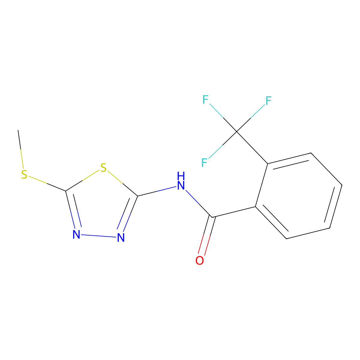 N-(5-(methylthio)-1,3,4-thiadiazol-2-yl)-2-(trifluoromethyl)benzamide molecular structure, CAS 391875-79-9