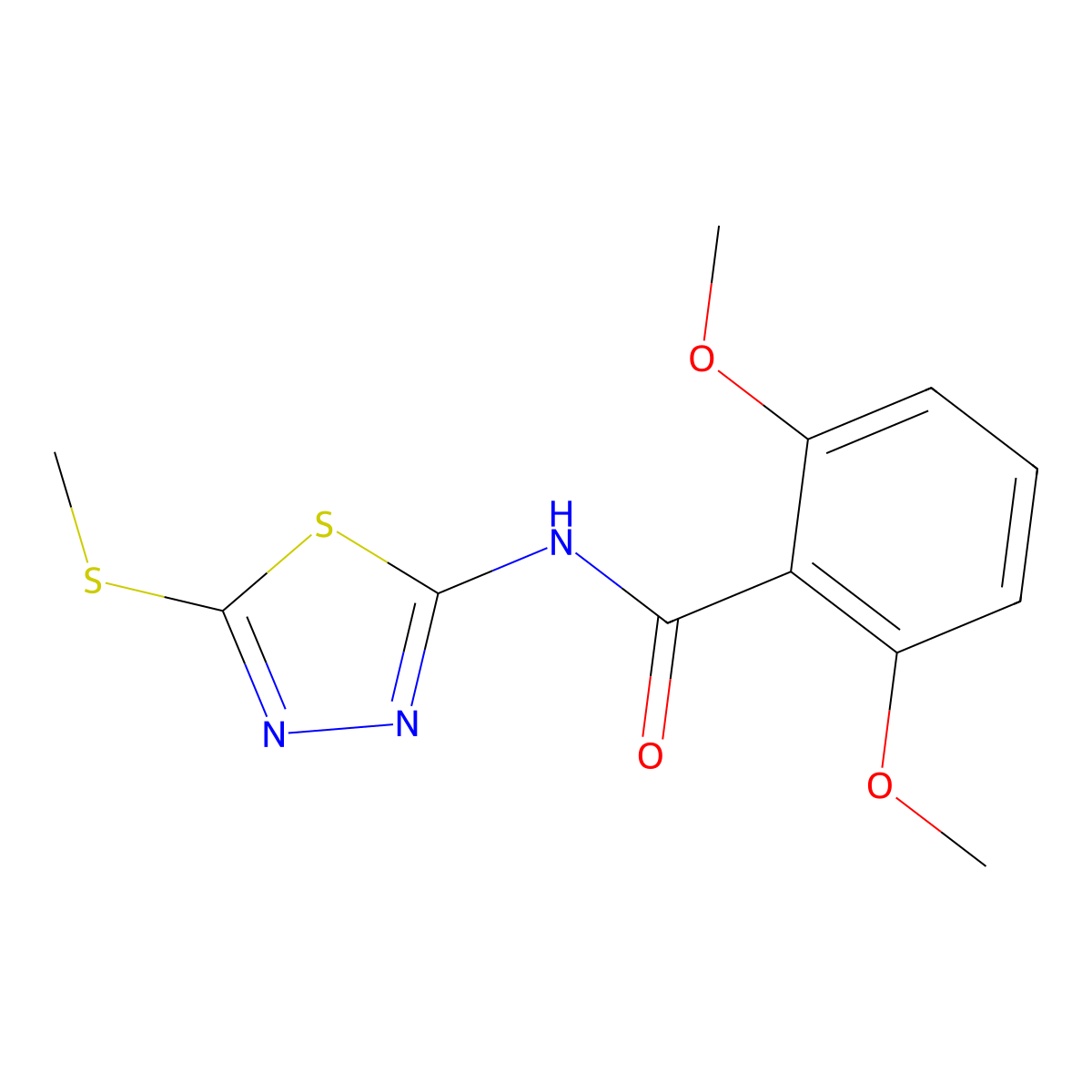2,6-dimethoxy-N-(5-(methylthio)-1,3,4-thiadiazol-2-yl)benzamide molecular structure, CAS 391875-81-3