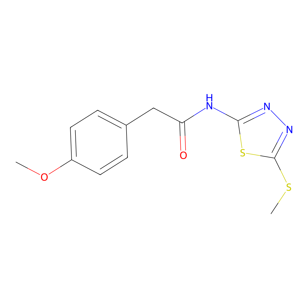 2-(4-methoxyphenyl)-N-[5-(methylsulfanyl)-1,3,4-thiadiazol-2-yl]acetamide molecular structure, CAS 391875-83-5