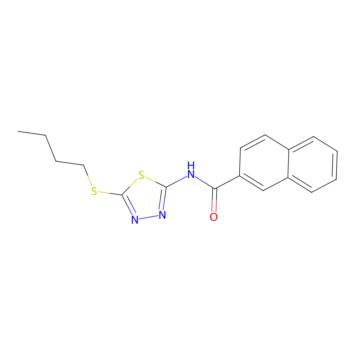 N-(5-(butylthio)-1,3,4-thiadiazol-2-yl)-2-naphthamide molecular structure, CAS 391875-89-1