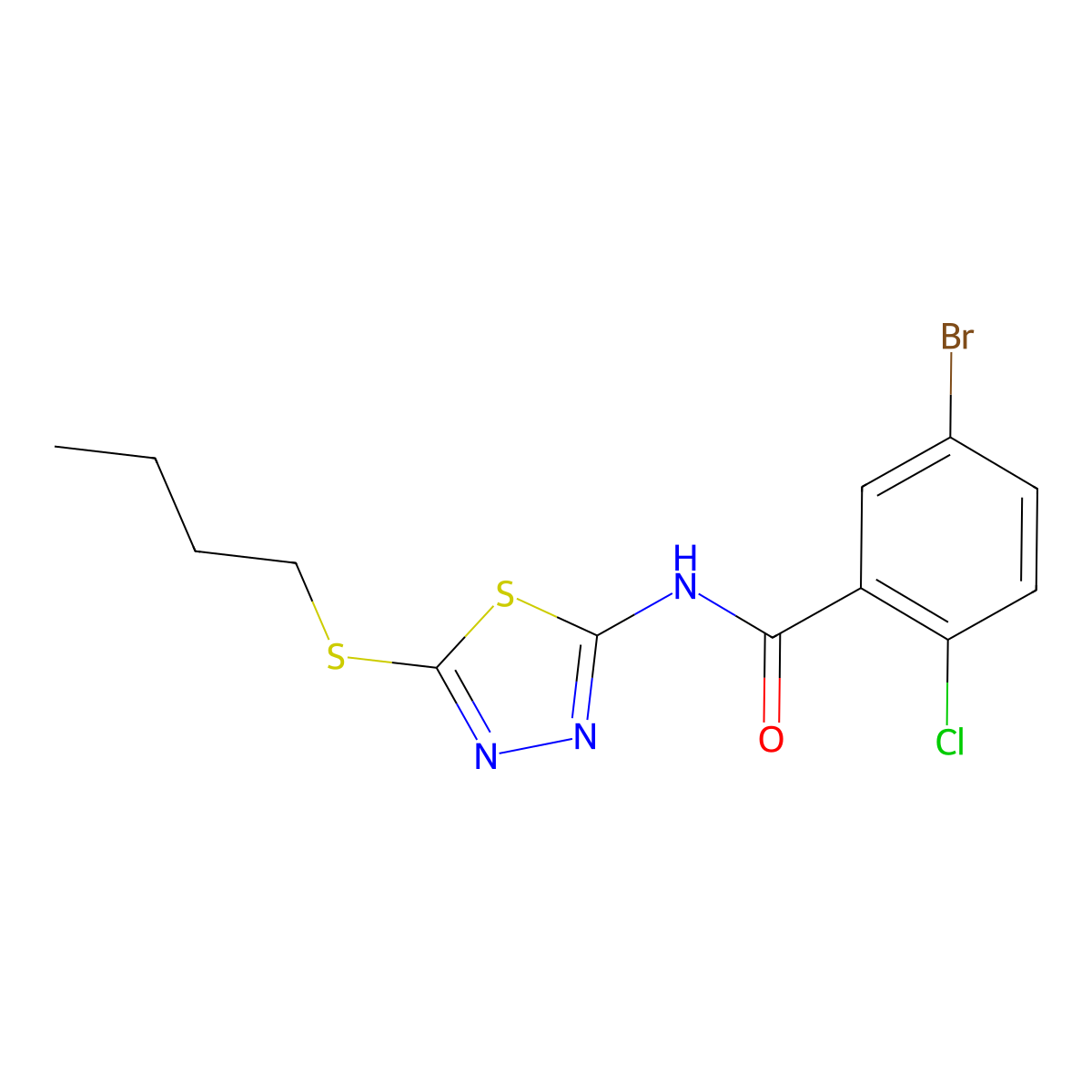 5-bromo-N-(5-(butylthio)-1,3,4-thiadiazol-2-yl)-2-chlorobenzamide molecular structure, CAS 391875-95-9