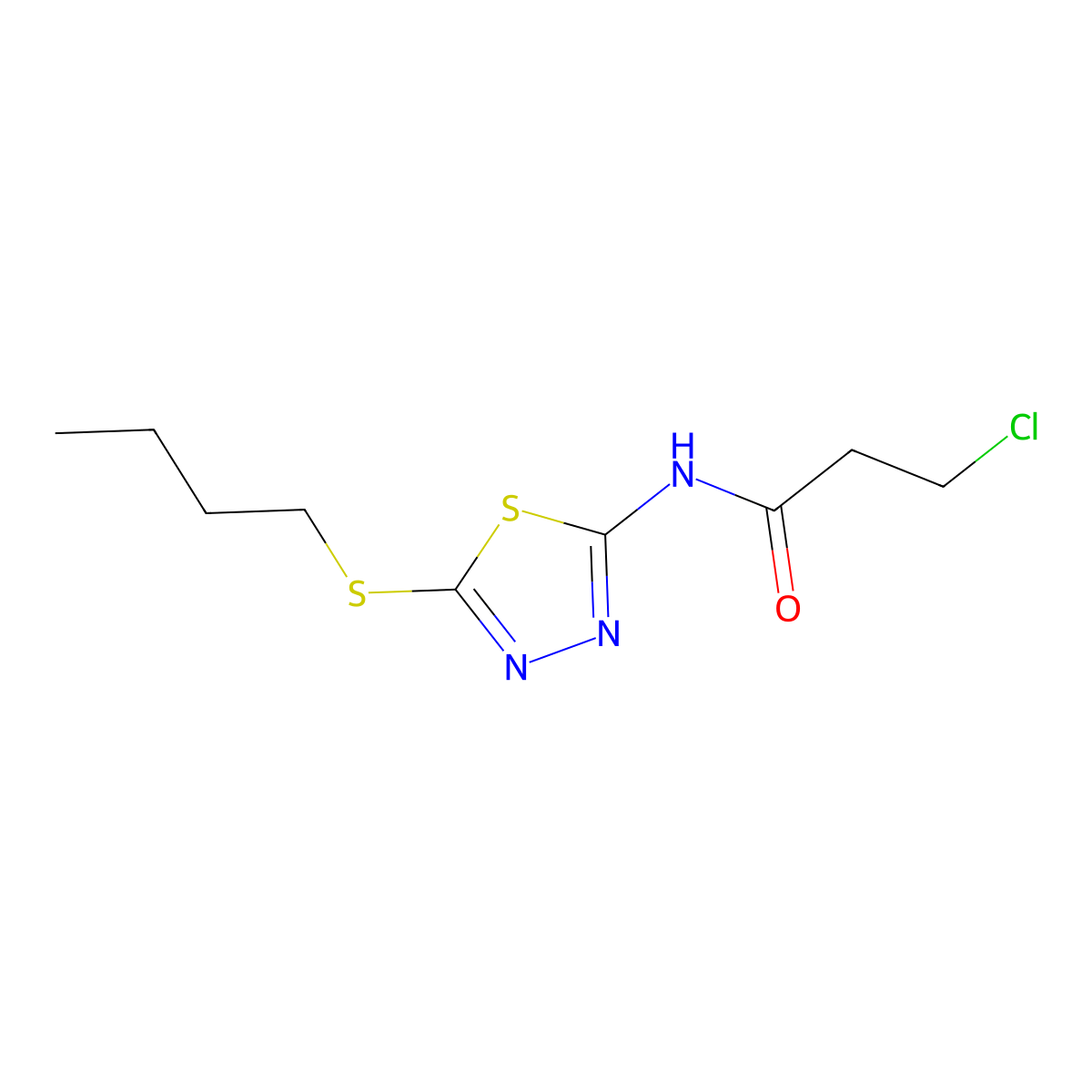N-(5-butylsulfanyl-1,3,4-thiadiazol-2-yl)-3-chloropropanamide molecular structure, CAS 391875-97-1