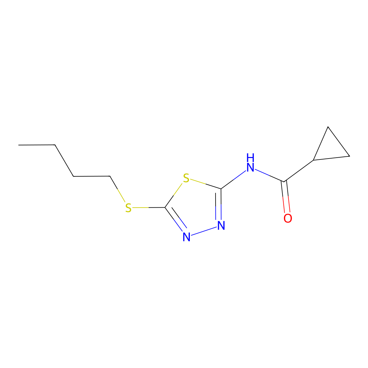 N-(5-(butylthio)-1,3,4-thiadiazol-2-yl)cyclopropanecarboxamide molecular structure, CAS 391876-00-9