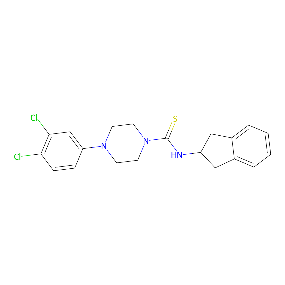 4-(3,4-dichlorophenyl)-N-(2,3-dihydro-1H-inden-2-yl)piperazine-1-carbothioamide molecular structure, CAS 391876-03-2