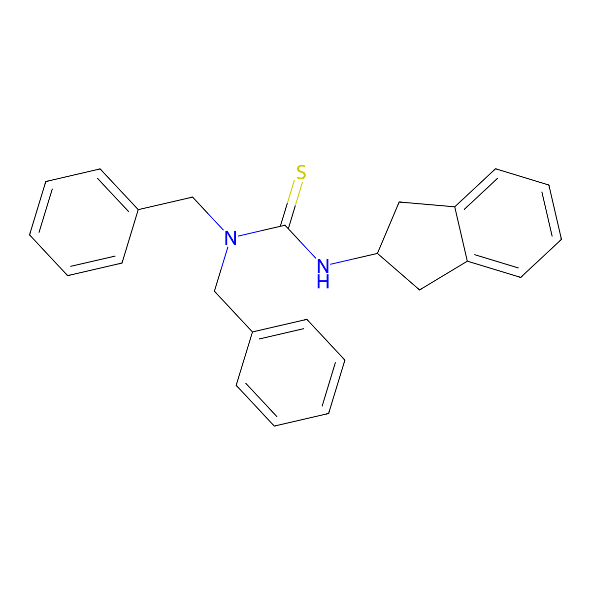 1,1-dibenzyl-3-(2,3-dihydro-1H-inden-2-yl)thiourea molecular structure, CAS 391876-15-6