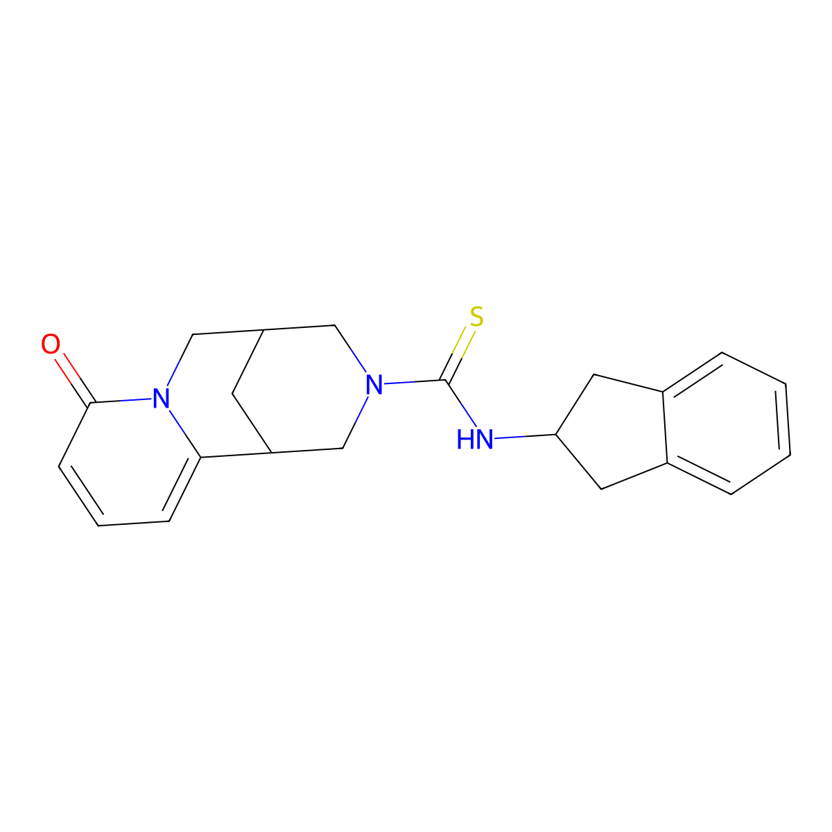 N-(2,3-dihydro-1H-inden-2-yl)-8-oxo-4,5,6,8-tetrahydro-1H-1,5-methanopyrido[1,2-a][1,5]diazocine-3(2H)-carbothioamide molecular structure, CAS 391876-16-7