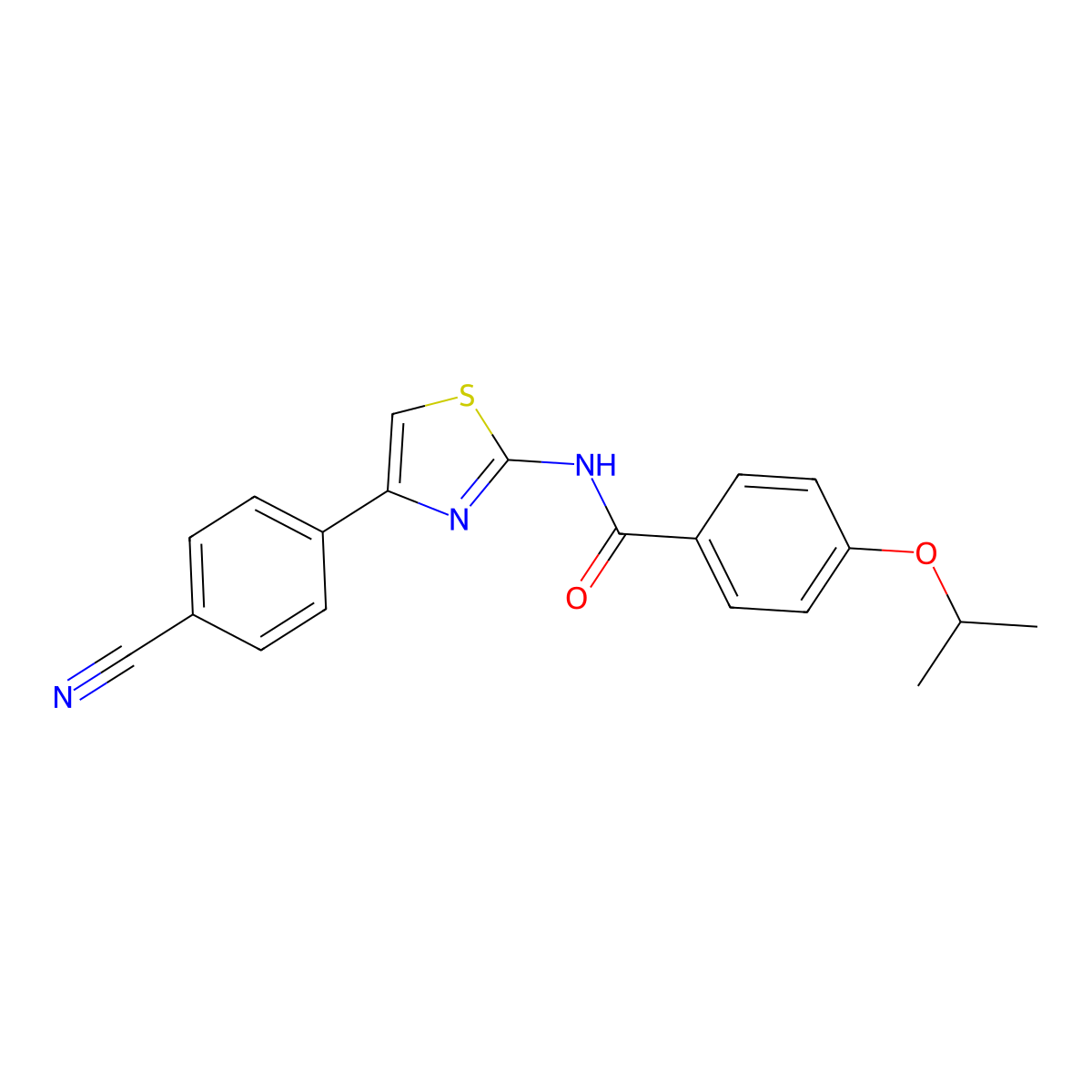 N-(4-(4-cyanophenyl)thiazol-2-yl)-4-isopropoxybenzamide molecular structure, CAS 391876-29-2
