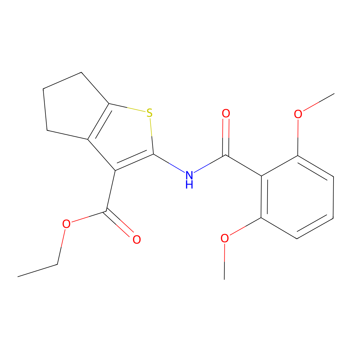 ethyl 2-(2,6-dimethoxybenzamido)-5,6-dihydro-4H-cyclopenta[b]thiophene-3-carboxylate molecular structure, CAS 391876-42-9