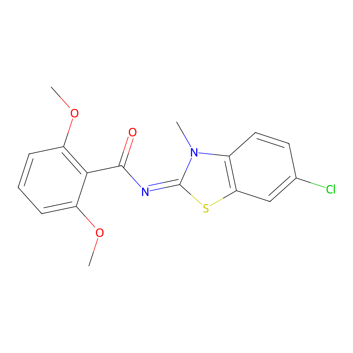 N-(6-chloro-3-methyl-1,3-benzothiazol-2-ylidene)-2,6-dimethoxybenzamide molecular structure, CAS 391876-45-2