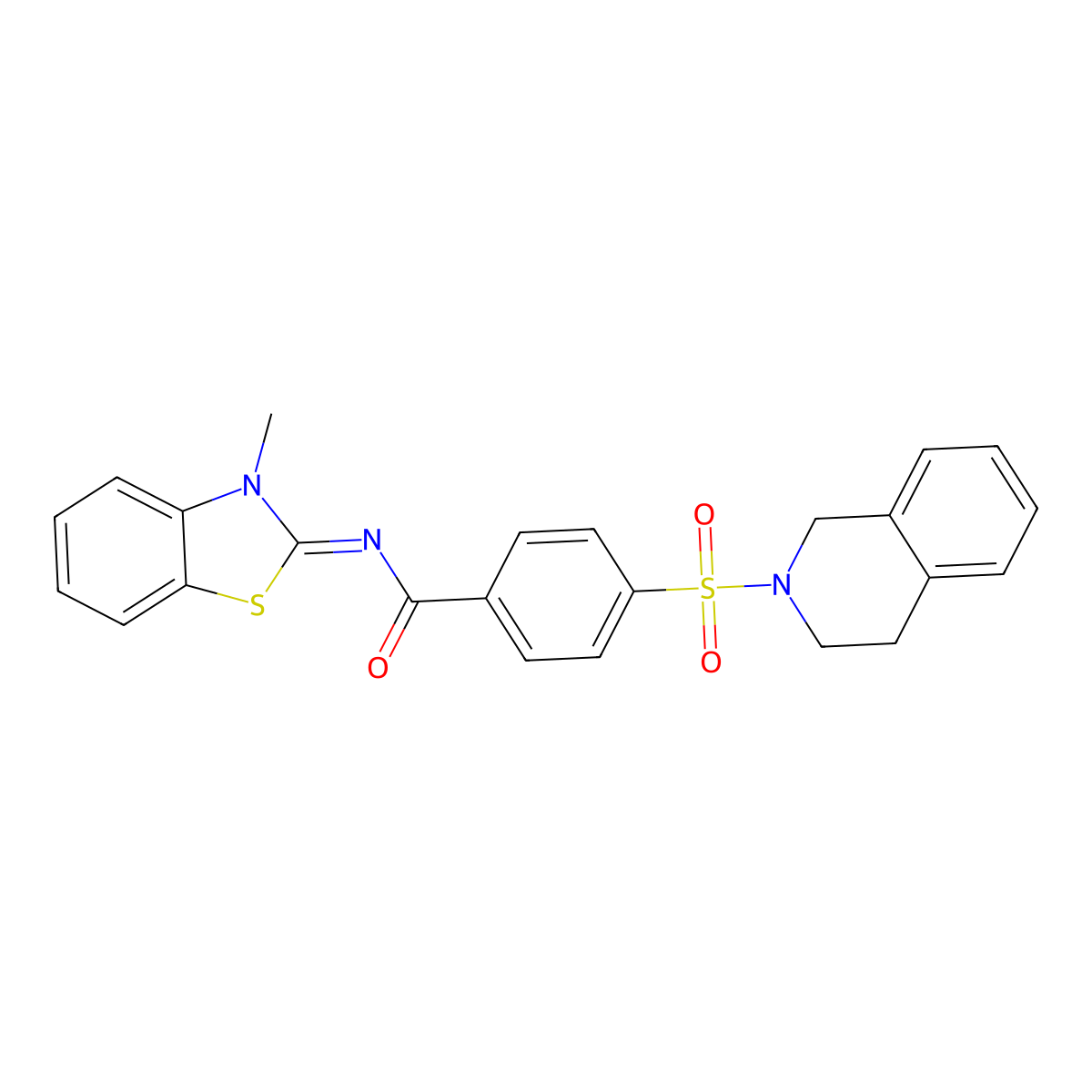 (Z)-4-((3,4-dihydroisoquinolin-2(1H)-yl)sulfonyl)-N-(3-methylbenzo[d]thiazol-2(3H)-ylidene)benzamide molecular structure, CAS 391876-46-3
