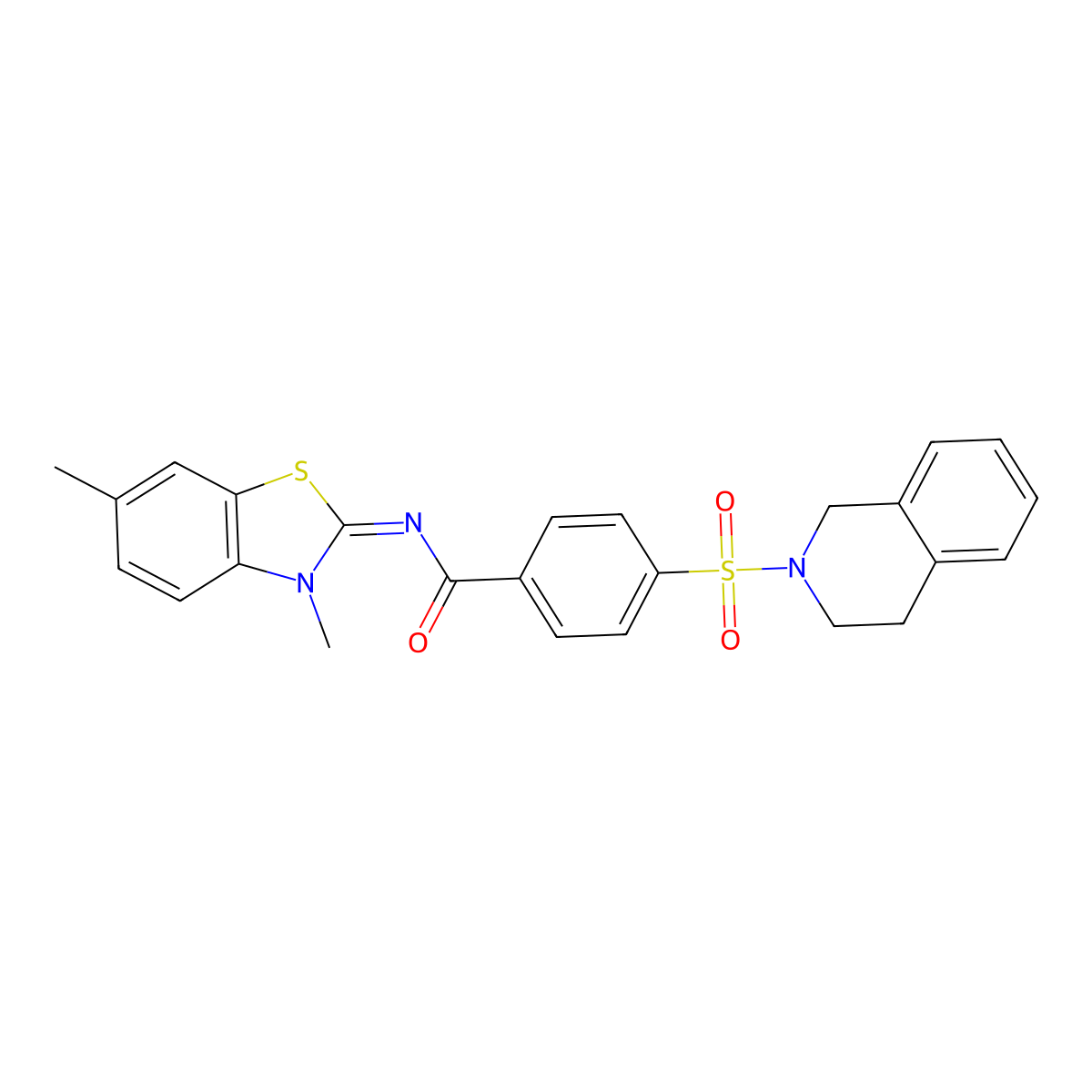 (E)-4-((3,4-dihydroisoquinolin-2(1H)-yl)sulfonyl)-N-(3,6-dimethylbenzo[d]thiazol-2(3H)-ylidene)benzamide molecular structure, CAS 391876-48-5
